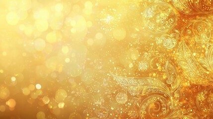 Poster - A stunning golden background featuring shimmering lights and intricate patterns, perfect for elegant designs and festive occasions.