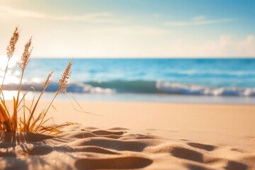 Wall Mural - Tropical summer sand beach landscape outdoors horizon.