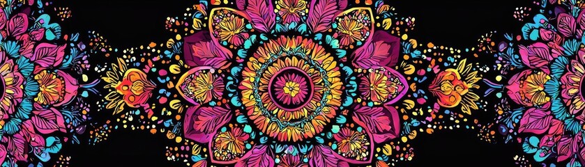Poster - A vibrant mandala design featuring intricate patterns and bright colors, perfect for art and decorative purposes.