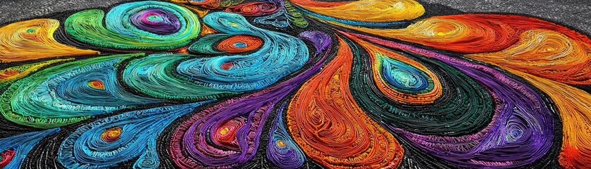 Aufkleber - Vibrant swirl of colorful patterns brings a lively artistic touch, perfect for backgrounds or creative projects.