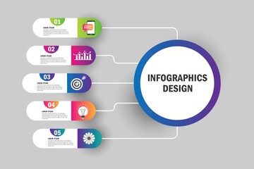 Fototapete - Business data visualization. Process chart. Abstract elements of graph, diagram with 5 steps