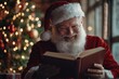 © Atlas Studio - Santa Claus Reading a Festive Book by the Christmas Tree in a Cozy, Warmly Lit Room During the Holiday Season