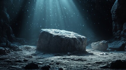 Poster - A large rock is illuminated by the sun, creating a sense of mystery and wonder