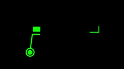 Fototapete - Callous rectangle. A green callous rectangle animates text within futuristic HUD elements on a black background.