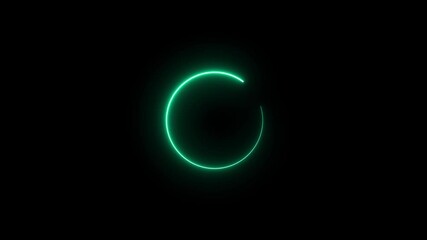 Poster - Neon glowing circle loading bar on black background. Circle shape frame.