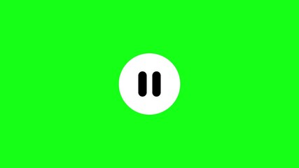 Fototapete - Play, pause, and stop options for video and audio controls display. Pause to play button. Hand presses media player button on green screen.