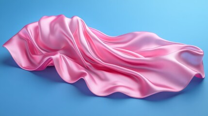 Poster - A pink fabric is spread out on a blue background