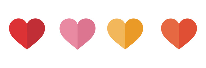 Wall Mural - Vibrant Heart Icons in Flat Design: Colorful Love Symbols with Gradient Effect and Minimalist Aesthetic