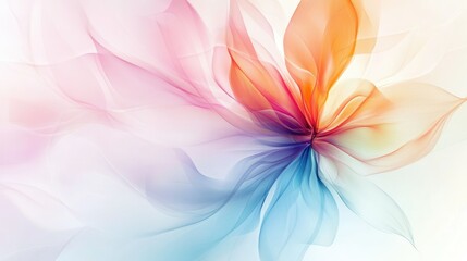 A colorful abstract flower surrounded by a soft gradient background, creating a harmonious design ideal for invitations or posters.