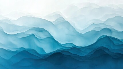 Poster - A calming abstract background with smooth gradients of blue and white, resembling ocean waves and clouds.