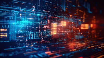Poster - A digital abstract background featuring complex data streams, holographic elements, and a high-tech look.