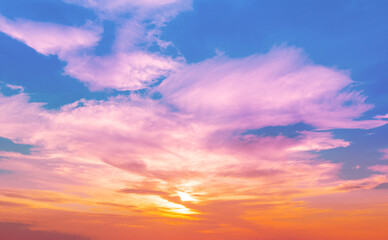 Wall Mural - colorful cloudy sky at sunset. gradient color. sky texture, abstract nature background
