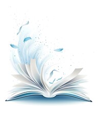 Poster - Fluttering Open Book Icon Symbolizing Knowledge and Learning on White Background