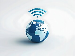 Global Connectivity Icon with Wi Fi Signals on White Background