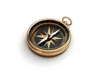 Wall Mural - Golden Compass Icon Symbolizing Guidance Direction and on White Background