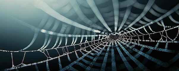 Aufkleber - Close-up view of a delicate spider web with intricate details, capturing the beauty and complexity of nature's artistry.