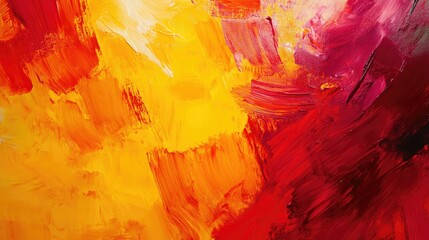 Poster - A high-energy abstract background featuring bold brush strokes in vivid reds and yellows, creating a fiery, dramatic effect.