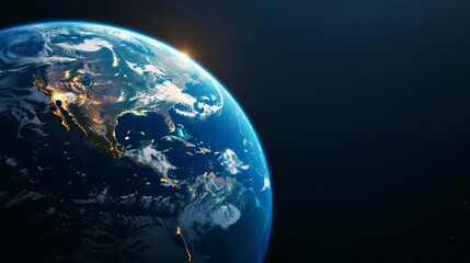 Wall Mural - a detailed image of planet earth, with a deep space background.