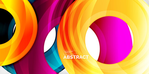 Poster - Bright colorful circles with light effects. Abstract background