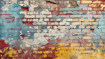 Poster - Vibrant Urban Wall with Peeling Paint and Textured Layers