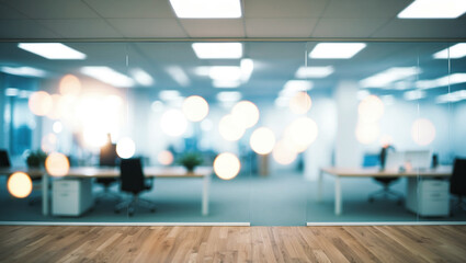 Wall Mural - blurred image of modern office interior with bokeh lights.