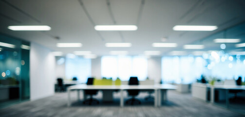 Wall Mural - blurred image of modern office interior with bokeh lights.