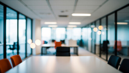 Wall Mural - blurred image of modern office interior with bokeh lights.