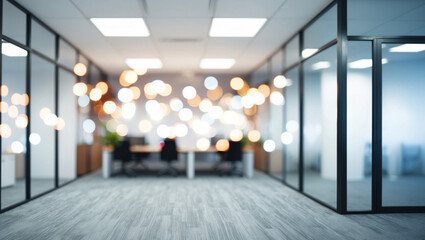 Wall Mural - blurred image of modern office interior with bokeh lights.