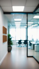 Wall Mural - blurred image of modern office interior with bokeh lights.