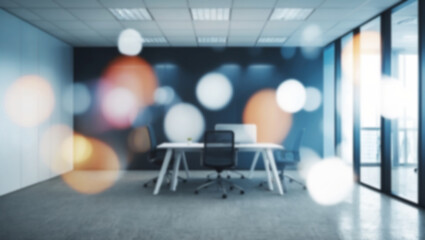 Wall Mural - blurred image of modern office interior with bokeh lights.