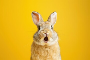 Poster - Photo of shocked bunny animal mammal rabbit.