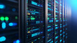 © lisbeth - Close-up view of servers in a data center room, showcasing advanced technology and the integration of artificial intelligence in data management and automation processes