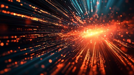Aufkleber - A vibrant, abstract depiction of lights in motion, creating a sense of speed and energy with bright orange and blue tones.