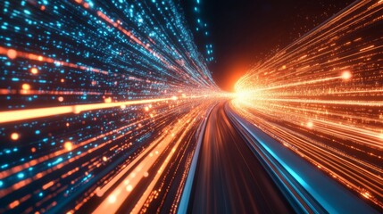 Aufkleber - A vibrant abstract image depicting streaks of light and energy, suggesting high speed and dynamic motion against a dark background.