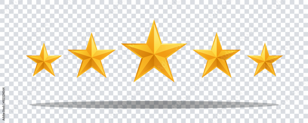 Gold star icon on transparent background. Vector golden isolated five ...