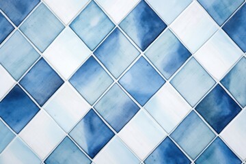 Poster - Tiles of blue pattern backgrounds floor architecture.