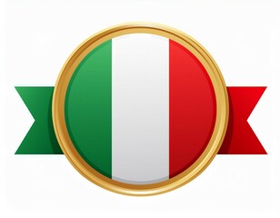 italian ribbon flag on white background