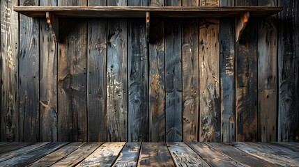 Canvas Print - Rustic Wooden Wall and Shelf Background for Creative Projects