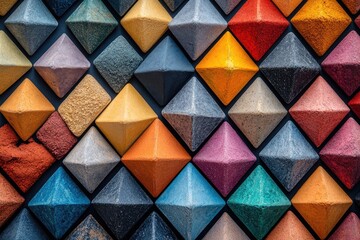 Poster - Colorful Geometric Pattern of Square-Based Pyramids