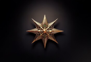 Poster - A golden eight-pointed star with intricate detail is set against a dark background.