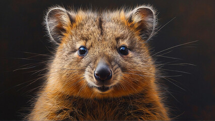 Portrait of a cute rodent quokka, a marsupial that is native to Australia