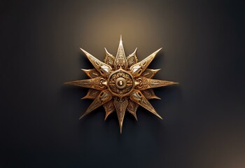 Poster - A stylized gold star with intricate details against a dark background.
