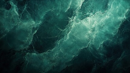 Poster - Abstract depiction of turbulent ocean waves in deep teal hues.