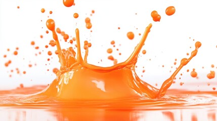 Poster - Vibrant orange liquid splash, isolated on a white background Dynamic, perfect for artistic and creative projects