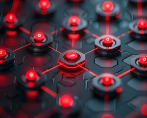 Poster - glowing red node indicating potential security breach in secure device network