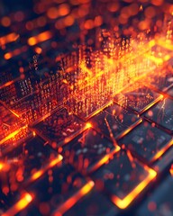 Poster - Intercepted Hacker Code Decrypted by Glowing Firewall Representing Thwarted Fraud Attempt