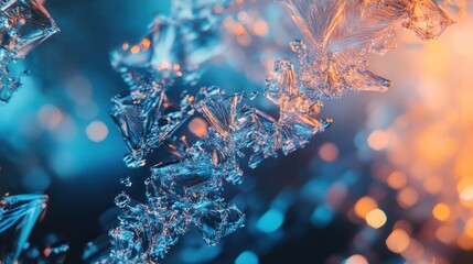 Poster - A close-up of crystalline structures illuminated in vibrant colors, showcasing abstract beauty.