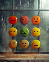 Poster - Diverse Facial Expressions Displayed on a Digital Panel Representing the Range of Emotions in Sentiment Analysis