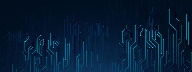 Leinwandbilder - Business technology Digital cyberspace concept, computer circuit line art abstract illustration blue banner background