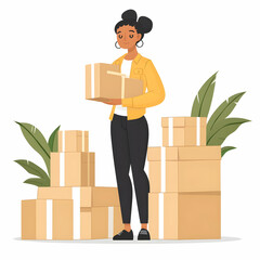 Fototapete - Reliable Shipping Service Concept: Person Handling Packages on Clean Background, Symbolizing Commitment and Efficiency - Perfect for Your Transport Solutions!
